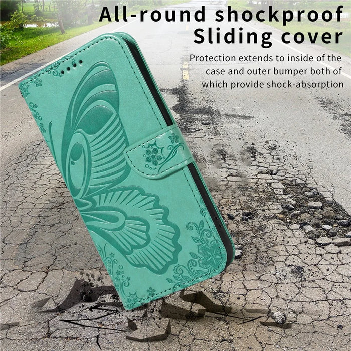 For Samsung Galaxy A56 5G / M56 5G Case Butterfly Pattern PU Leather Folio Flip Phone Cover -  Green - 3