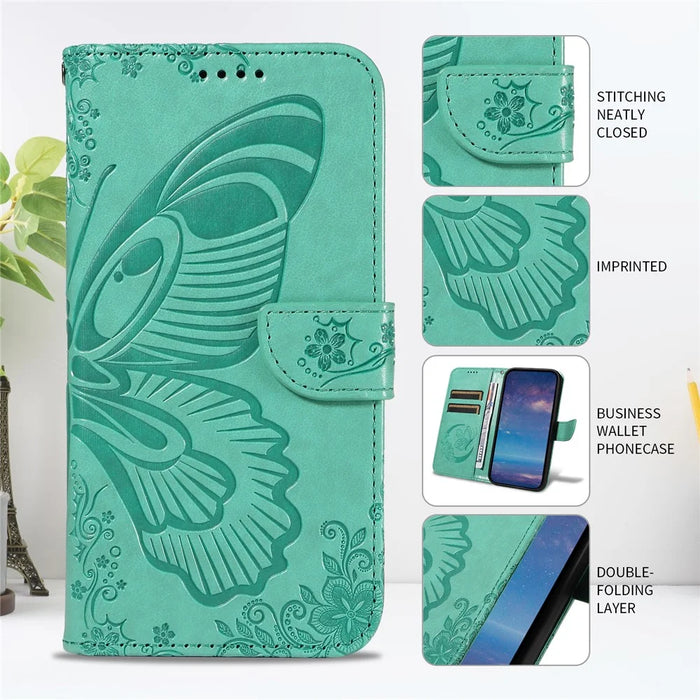 For Samsung Galaxy A56 5G / M56 5G Case Butterfly Pattern PU Leather Folio Flip Phone Cover -  Green - 4