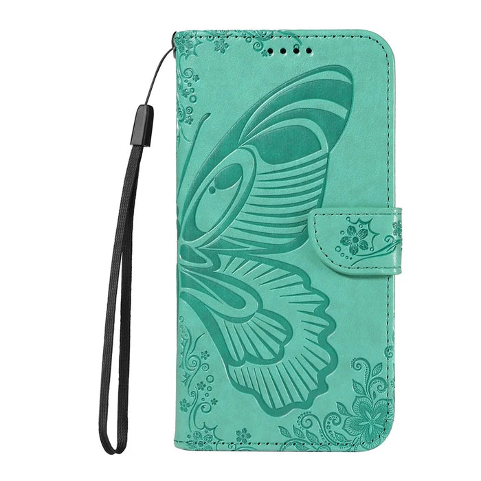 For Samsung Galaxy A56 5G / M56 5G Case Butterfly Pattern PU Leather Folio Flip Phone Cover -  Green - 5