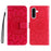 For Samsung Galaxy A36 5G Leather Wallet Case Sunflower Imprinted Phone Cover - Red - 1