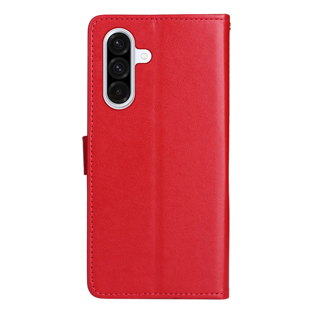 For Samsung Galaxy A56 5G / M56 5G Leather Wallet Case Cat Bee Pattern Phone Cover Stand - Red - 7