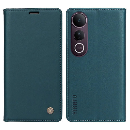 YIKATU For vivo V50 Lite 5G Phone Cases  Magnetic Closure PU Leather Mobile Cover - Green - 1