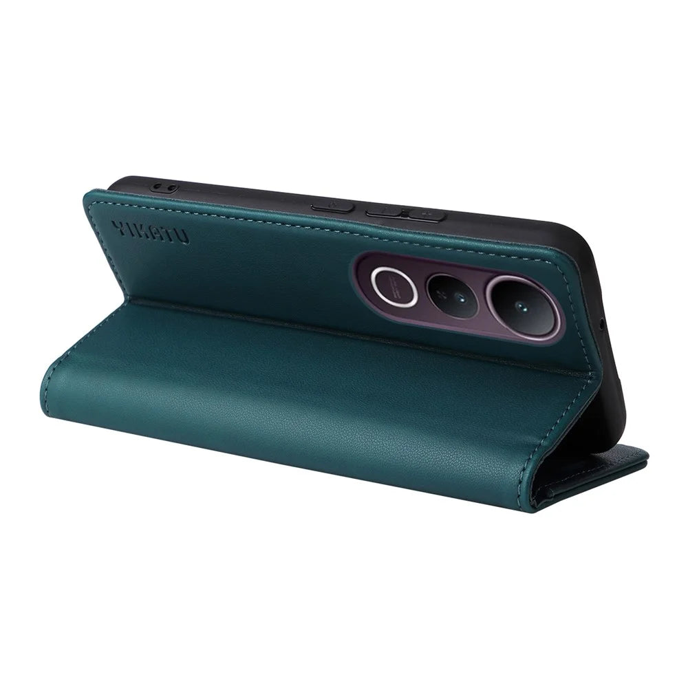 YIKATU For vivo V50 Lite 5G Phone Cases  Magnetic Closure PU Leather Mobile Cover - Green - 7