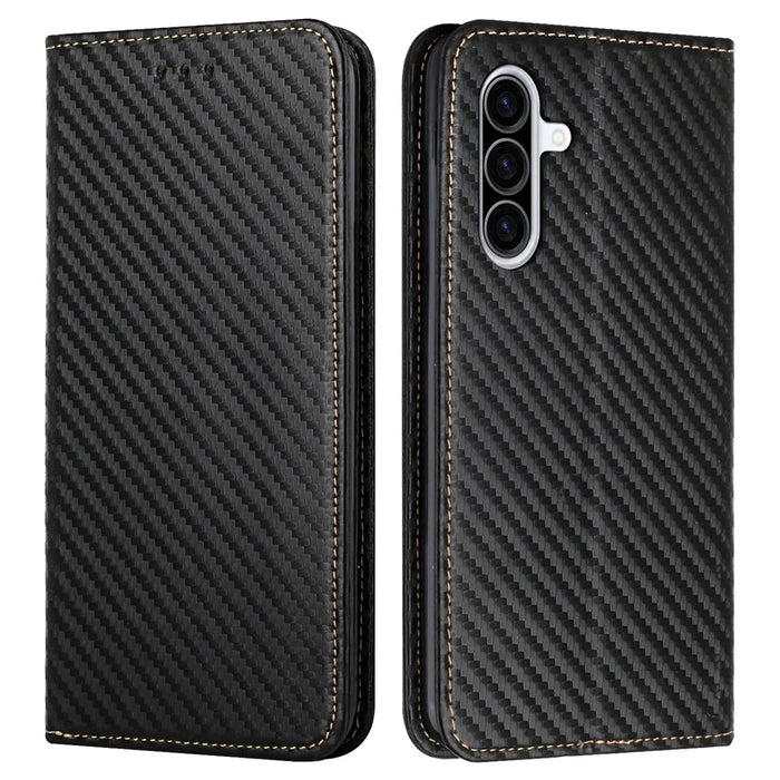 For Samsung Galaxy A36 5G Case Leather Flip Phone Cover Stand Strong Magnetic Closure - Black - 1