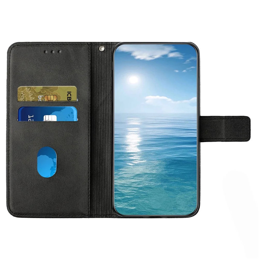 For Samsung Galaxy A36 5G Case Line Pattern Wallet Leather Phone Cover - Black - 3