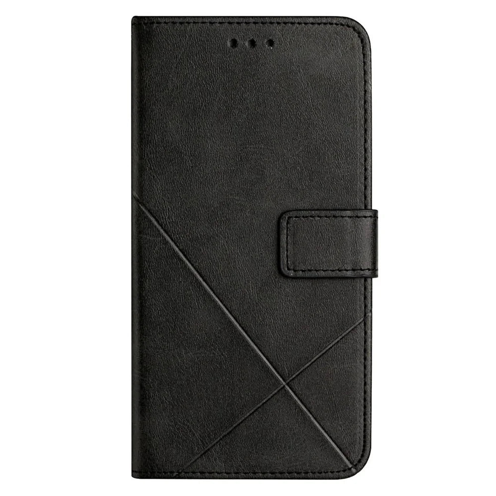 For Samsung Galaxy A36 5G Case Line Pattern Wallet Leather Phone Cover - Black - 6