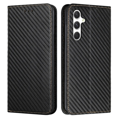 For Samsung Galaxy A56 5G Case Leather Flip Phone Cover Stand Strong Magnetic Closure - Black - 1
