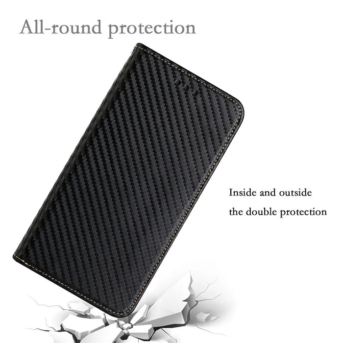 For Samsung Galaxy A56 5G Case Leather Flip Phone Cover Stand Strong Magnetic Closure - Black - 5