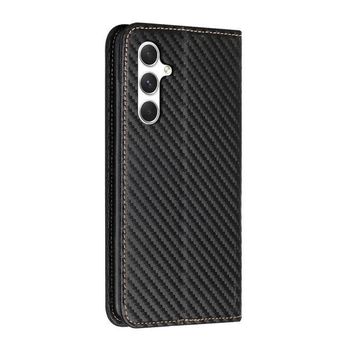 For Samsung Galaxy A56 5G Case Leather Flip Phone Cover Stand Strong Magnetic Closure - Black - 7