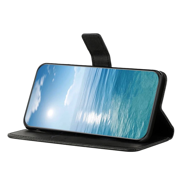 For Samsung Galaxy A56 5G Case Line Pattern Wallet Leather Phone Cover - Black - 2