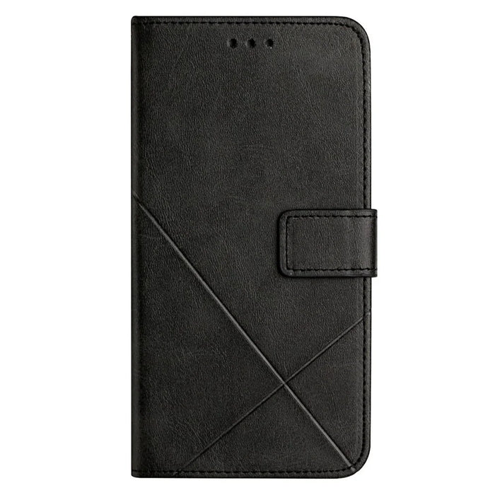 For Samsung Galaxy A56 5G Case Line Pattern Wallet Leather Phone Cover - Black - 6