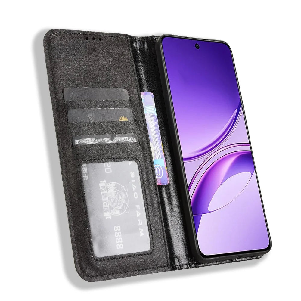 For vivo V50 Lite 4G / vivo V50 Lite 5G Retro PU Leather Case Phone Wallet Stand Cover - Black - 5