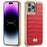 FIERRE SHANN For iPhone 14 Pro Max Electroplated Crocodile Texture PU Leather Coated TPU Case Anti-drop Anti-scratch Back Cover - Red - 1