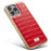 FIERRE SHANN For iPhone 14 Pro Max Electroplated Crocodile Texture PU Leather Coated TPU Case Anti-drop Anti-scratch Back Cover - Red - 4