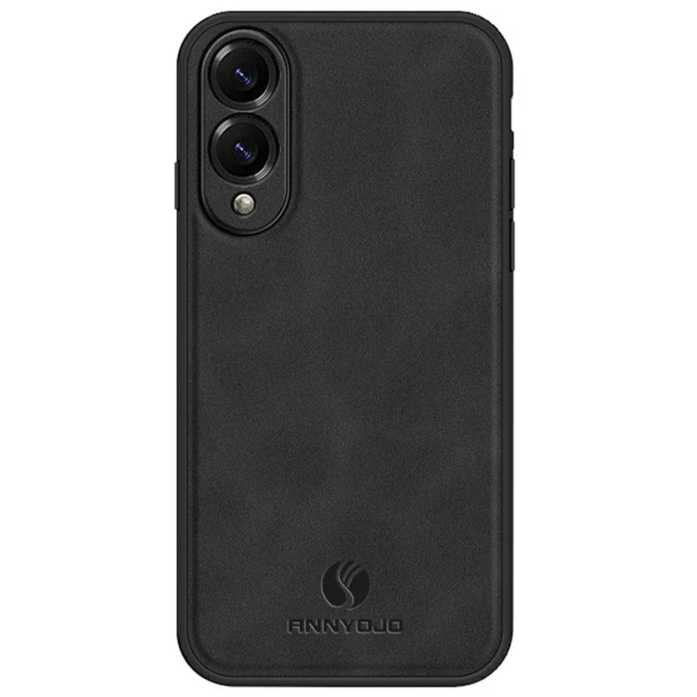 ANNYOJO For Samsung Galaxy S25 Edge Case PU Leather + PC + TPU Anti Drop Phone Back Cover - Black - 1