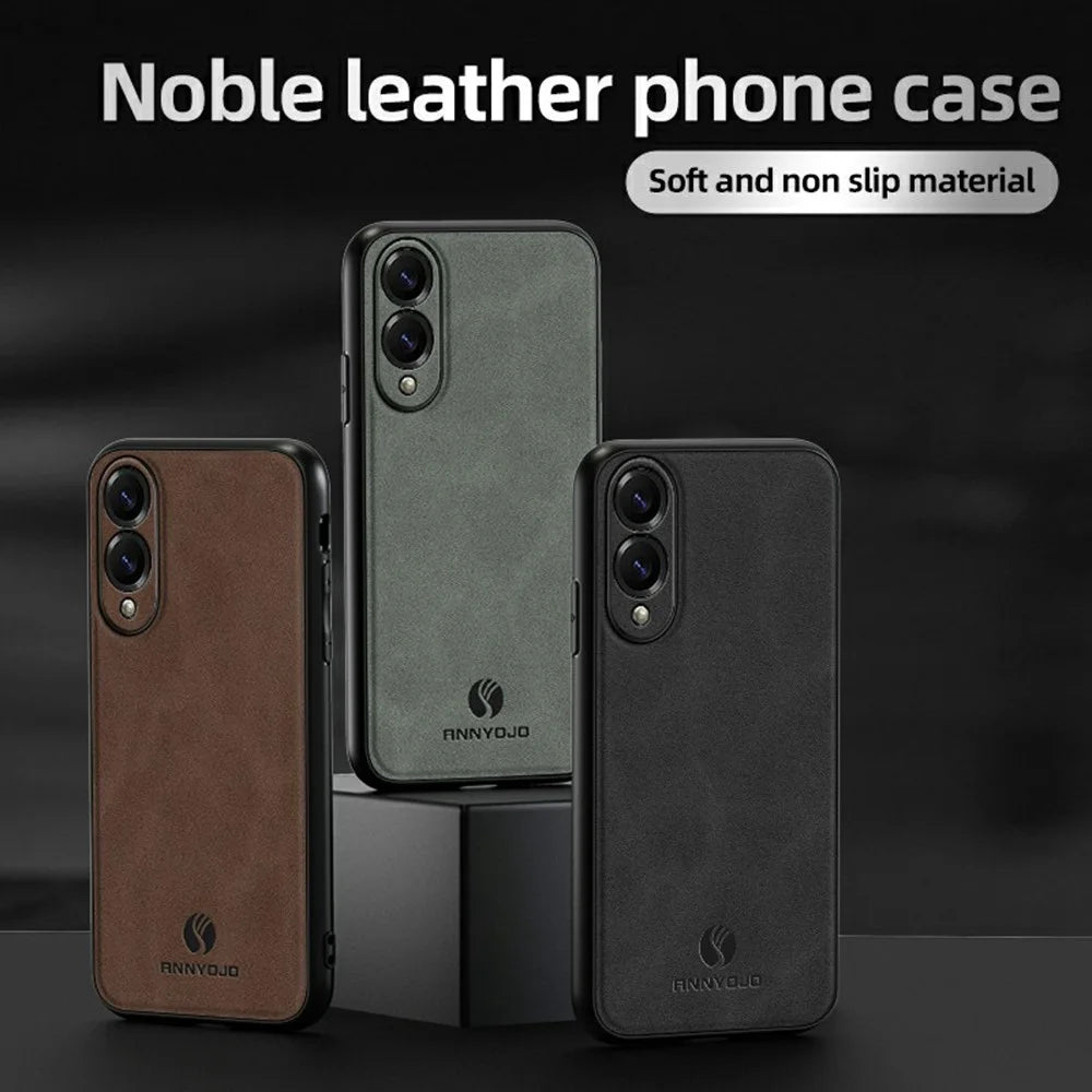 ANNYOJO For Samsung Galaxy S25 Edge Case PU Leather + PC + TPU Anti Drop Phone Back Cover - Black - 2