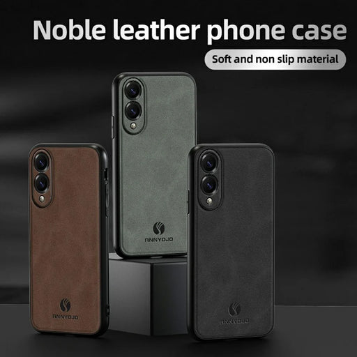 ANNYOJO For Samsung Galaxy S25 Edge Case PU Leather + PC + TPU Anti Drop Phone Back Cover - Black - 2