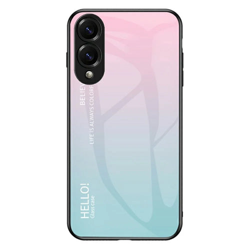 For Samsung Galaxy S25 Edge Case Anti-Scratch Tempered Glass + PC+TPU Phone Cover - Gradient Pink Blue - 1