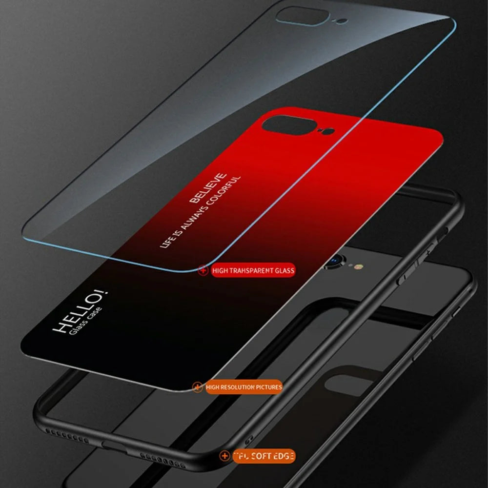 For Samsung Galaxy S25 Edge Case Anti-Scratch Tempered Glass + PC+TPU Phone Cover - Gradient Pink Blue - 6