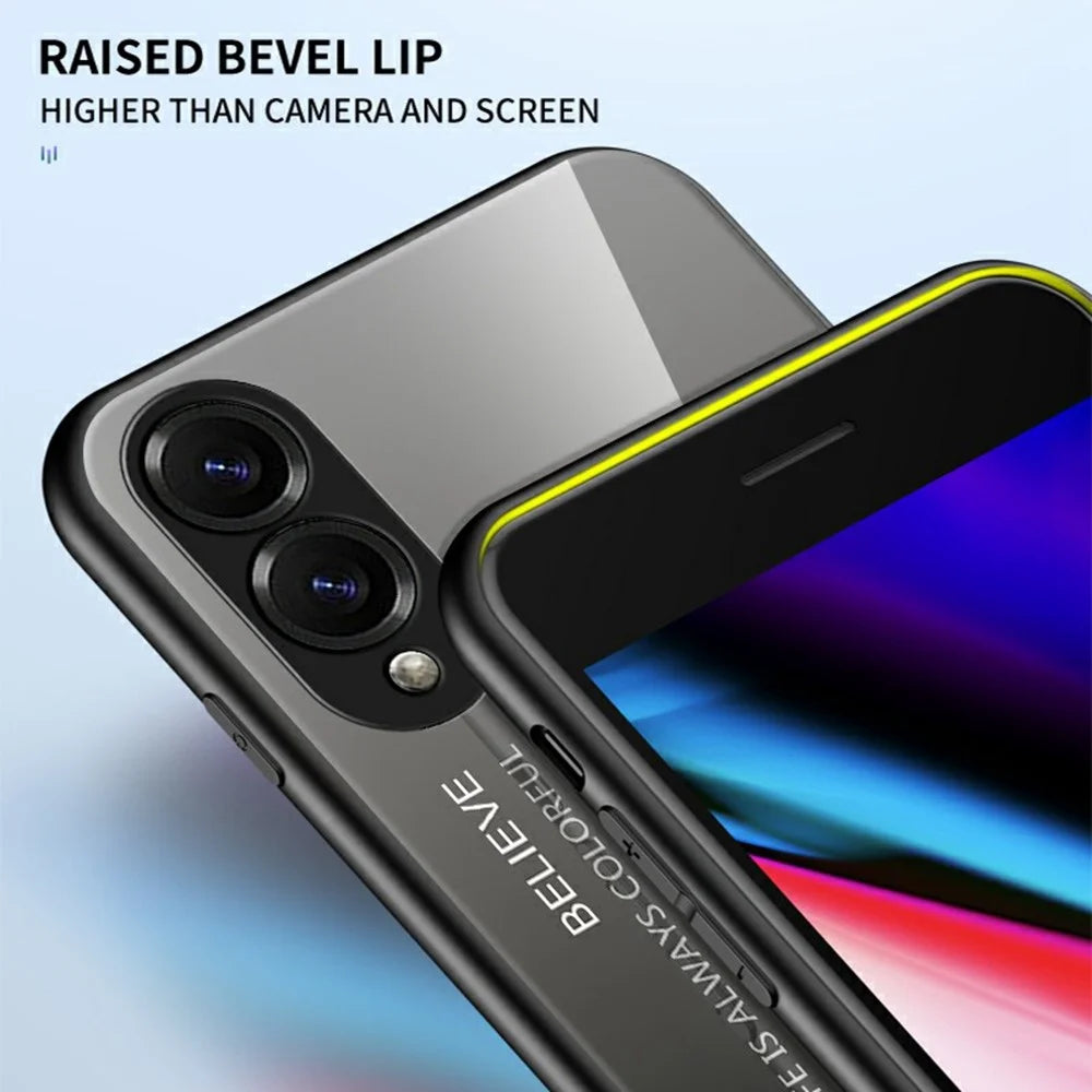 For Samsung Galaxy S25 Edge Case Anti-Scratch Tempered Glass + PC+TPU Phone Cover - Gradient Pink Blue - 7