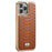 FIERRE SHANN For iPhone 14 Pro Max Python Texture PU Leather Coated TPU Phone Back Case Electroplated Protective Cover - Brown - 2