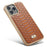FIERRE SHANN For iPhone 14 Pro Max Python Texture PU Leather Coated TPU Phone Back Case Electroplated Protective Cover - Brown - 4