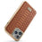 FIERRE SHANN For iPhone 14 Pro Max Python Texture PU Leather Coated TPU Phone Back Case Electroplated Protective Cover - Brown - 5