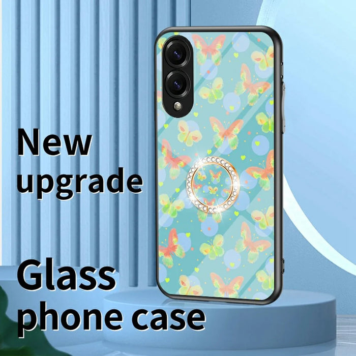 For Samsung Galaxy S25 Edge Case Butterfly Pattern TPU + Tempered Glass Protective Phone Cover - Colorful Butterfly - 5