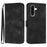 For Samsung Galaxy A36 5G Wallet Case Line Imprinted PU Leather Phone Cover with Strap - Black - 1