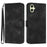 For Samsung Galaxy A06 5G Wallet Case Line Imprinted PU Leather Phone Cover with Strap - Black - 1
