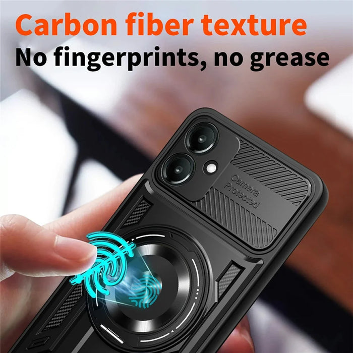 For Samsung Galaxy A06 4G Magnetic Case Rotating Kickstand TPU + PC Phone Cover - Black - 3