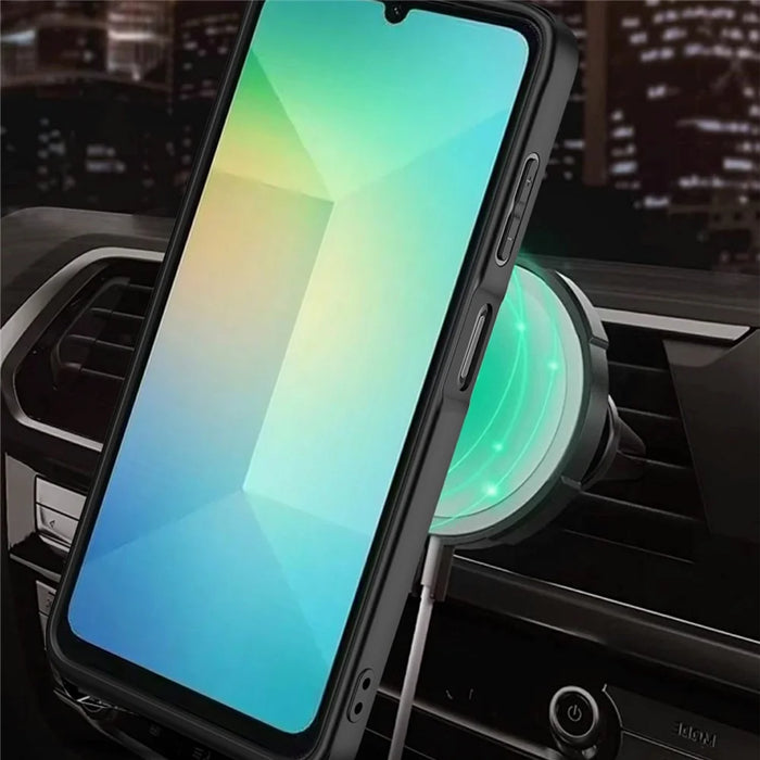 For Samsung Galaxy A06 4G Magnetic Case Rotating Kickstand TPU + PC Phone Cover - Black - 6