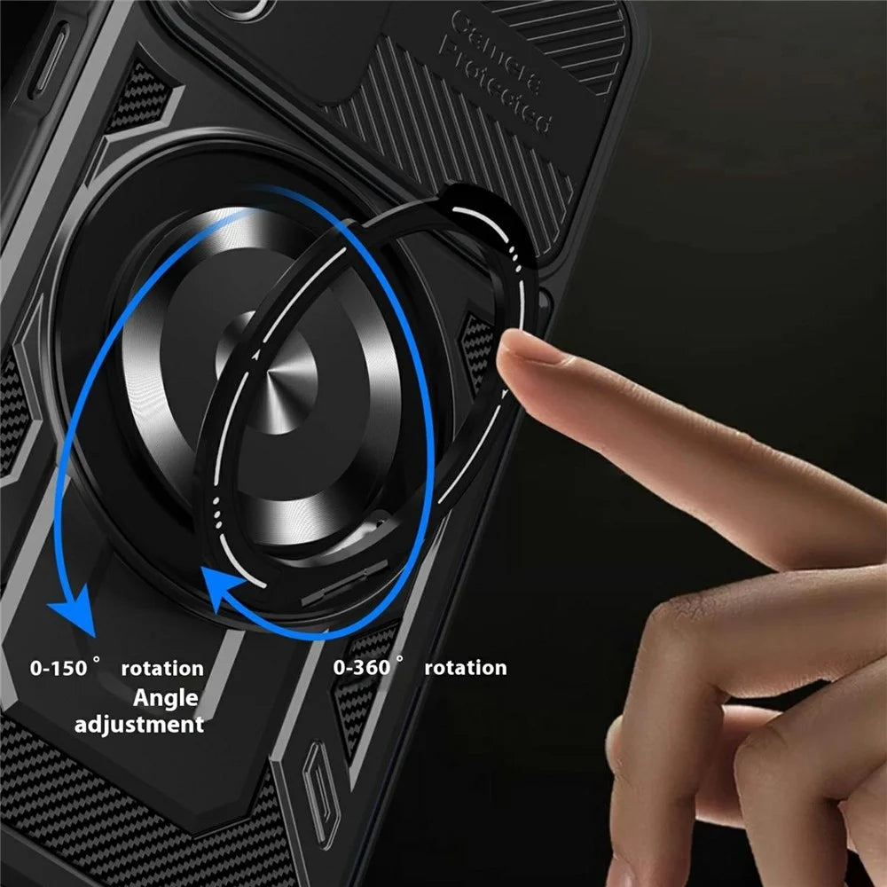 For Samsung Galaxy A15 4G / A15 5G Magnetic Case Rotating Kickstand TPU + PC Phone Cover - Black - 2