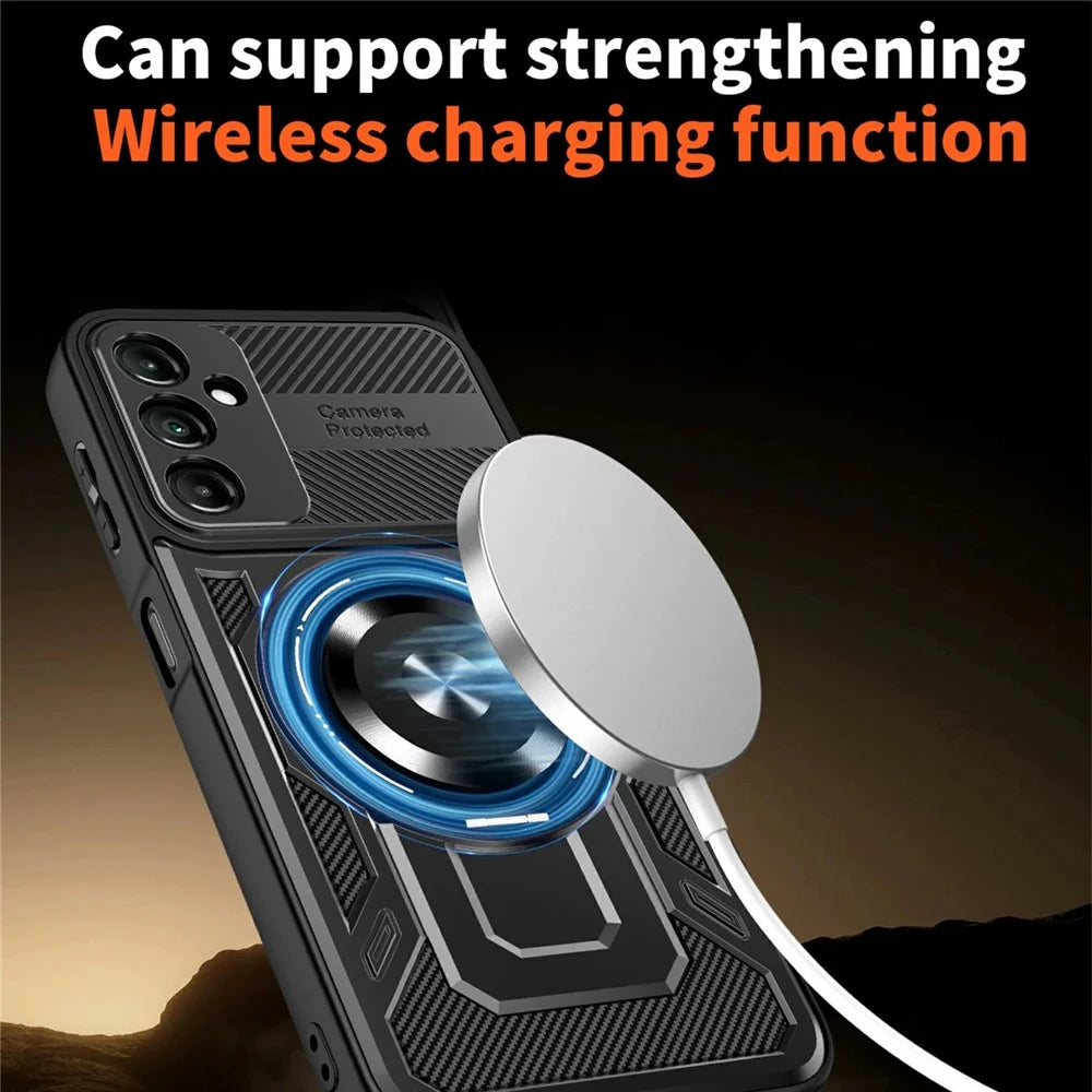For Samsung Galaxy A15 4G / A15 5G Magnetic Case Rotating Kickstand TPU + PC Phone Cover - Black - 3