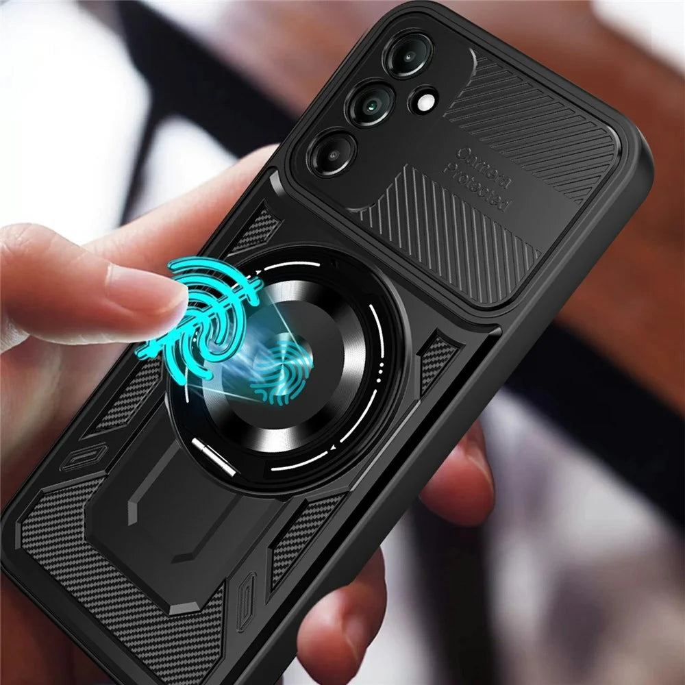 For Samsung Galaxy A15 4G / A15 5G Magnetic Case Rotating Kickstand TPU + PC Phone Cover - Black - 4