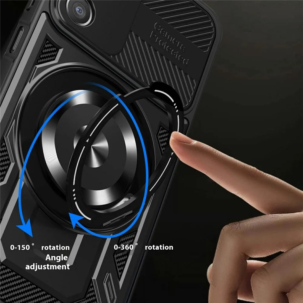 For Samsung Galaxy A25 5G (Global) (161.0 x 76.5 x 8.3mm) Magnetic Case Rotating Kickstand TPU + PC Phone Cover - Black - 2