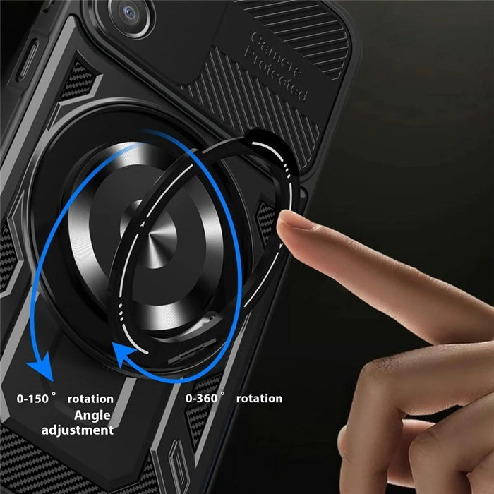 For Samsung Galaxy A26 5G Magnetic Case Rotating Kickstand TPU + PC Phone Cover - Black - 2