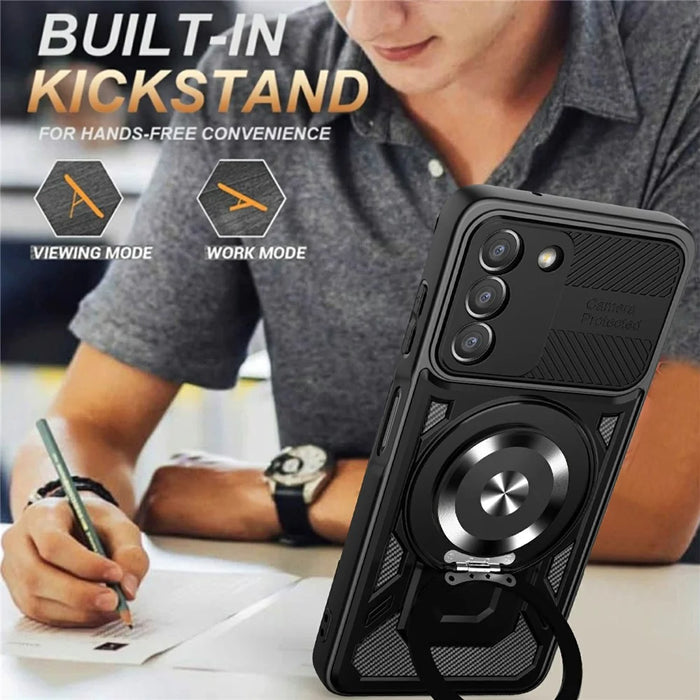 For Samsung Galaxy A26 5G Magnetic Case Rotating Kickstand TPU + PC Phone Cover - Black - 3