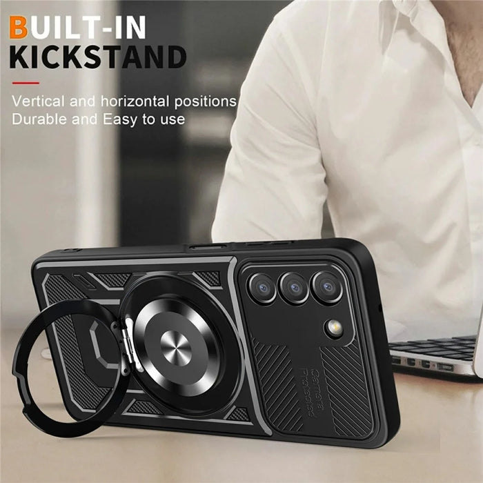 For Samsung Galaxy A26 5G Magnetic Case Rotating Kickstand TPU + PC Phone Cover - Black - 4