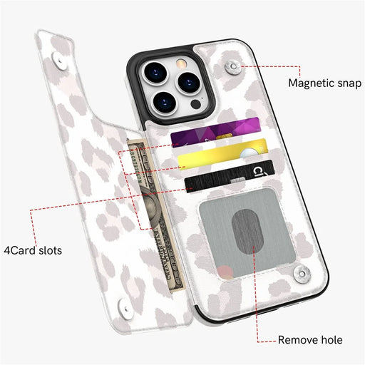AHASTYLE WG08 For iPhone 14 Pro Max Case Pattern Printing Wallet Kickstand Anti Drop Leather Phone Back Cover - Leopard - 2