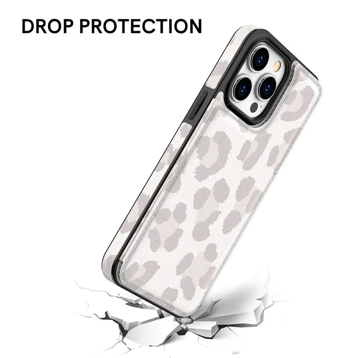 AHASTYLE WG08 For iPhone 14 Pro Max Case Pattern Printing Wallet Kickstand Anti Drop Leather Phone Back Cover - Leopard - 5