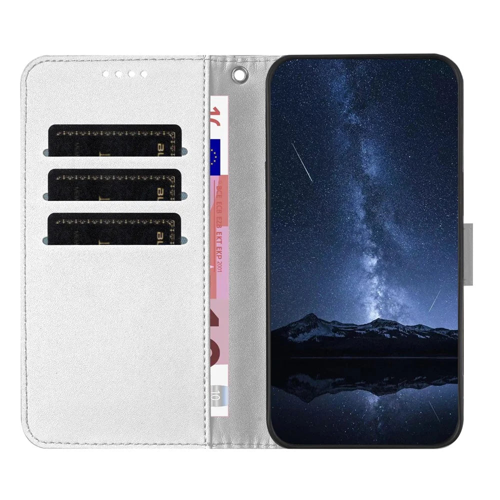 For Samsung Galaxy A05 4G Phone Cases Wallet Stand Color Splicing Leather Cover with Magnetic Clasp - Silver - 6