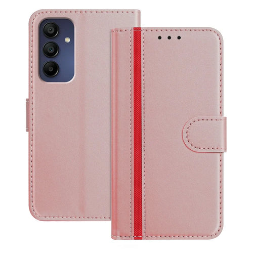 For Samsung Galaxy A16 5G Phone Cases Wallet Stand Color Splicing Leather Cover with Magnetic Clasp - Rose Gold - 1