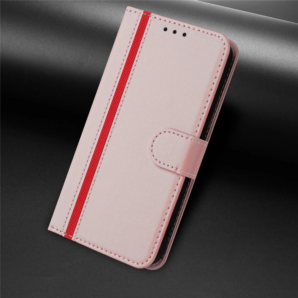 For Samsung Galaxy A16 5G Phone Cases Wallet Stand Color Splicing Leather Cover with Magnetic Clasp - Rose Gold - 7