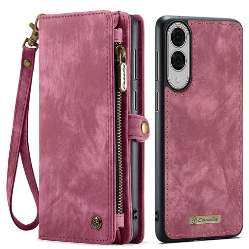 CASEME For Samsung Galaxy S25 Edge Phone Cases  008 Leather Cover with Detachable Wallet and Strap - Red - 2