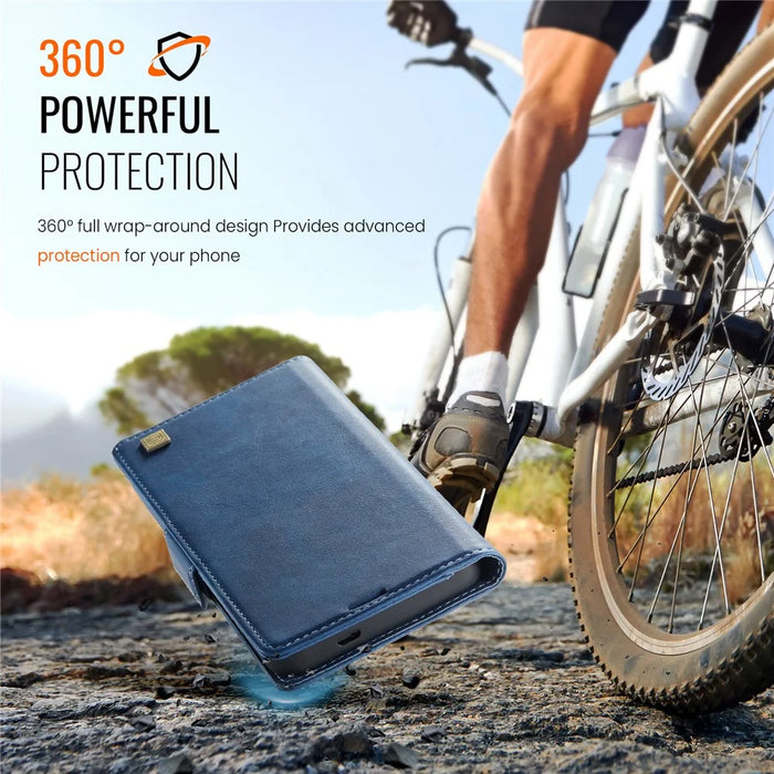 AUTSPACE For Samsung Galaxy A36 5G Case  A11 RFID Blocking Retro Leather Cell Phone Wallet Cover - Blue - 5