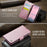 AUTSPACE For Samsung Galaxy S25 Edge Case  A11 RFID Blocking Retro Leather Cell Phone Wallet Cover - Pink - 4
