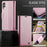 AUTSPACE For Samsung Galaxy S25 Edge Case  A11 RFID Blocking Retro Leather Cell Phone Wallet Cover - Pink - 7