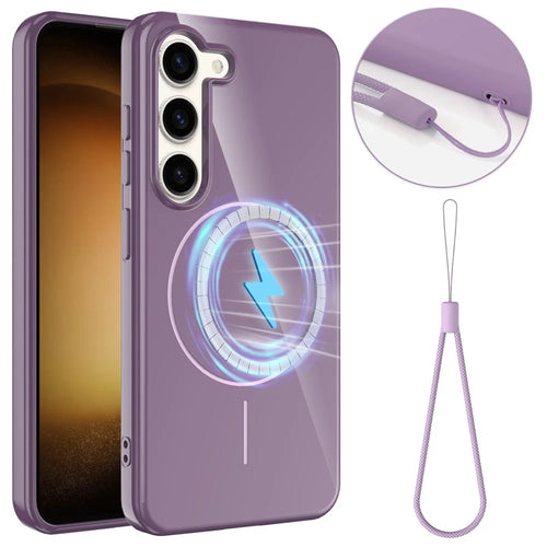 For Samsung Galaxy S23+ Magnetic Case TPU Phone Back Cover with Lanyard - Purple - 1