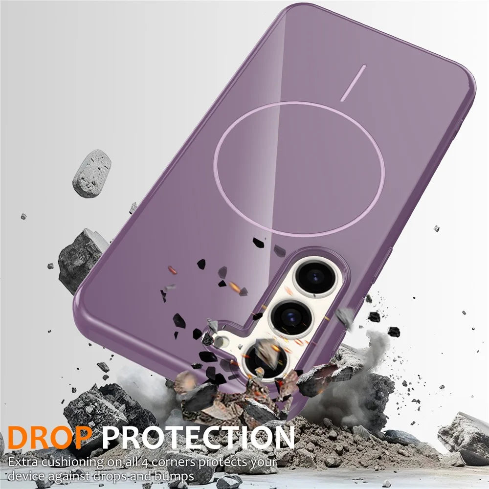 For Samsung Galaxy S23+ Magnetic Case TPU Phone Back Cover with Lanyard - Purple - 4